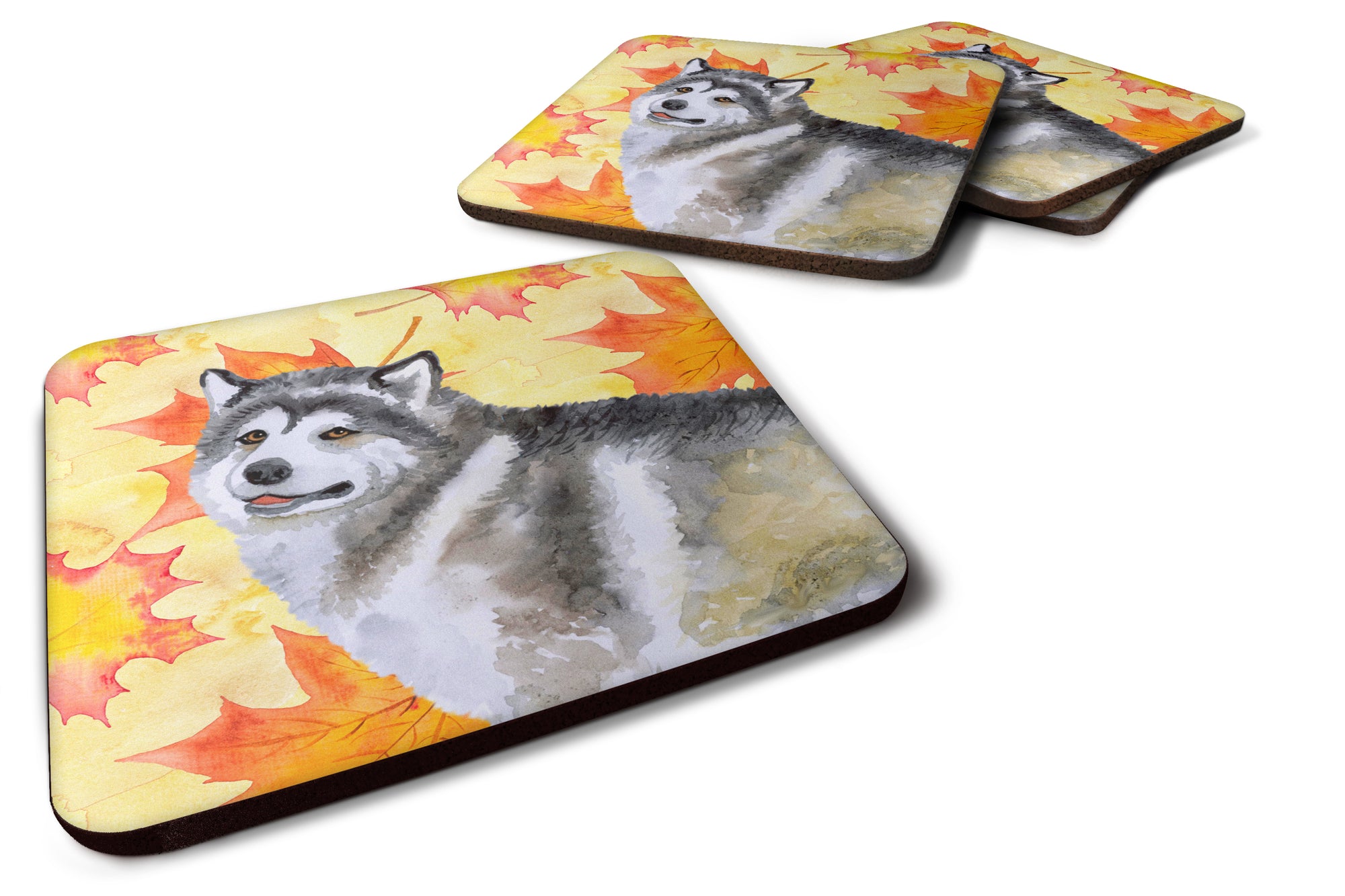 Alaskan Malamute Fall Foam Coaster Set of 4 BB9899FC - the-store.com