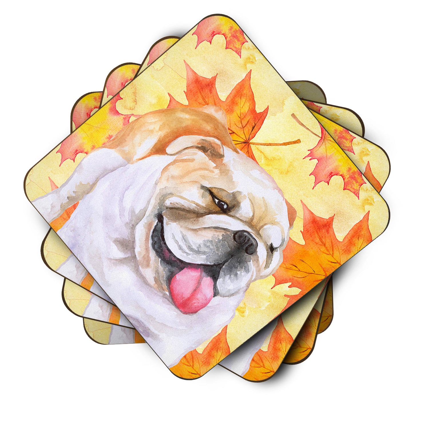 English Bulldog Fall Foam Coaster Set of 4 BB9900FC - the-store.com