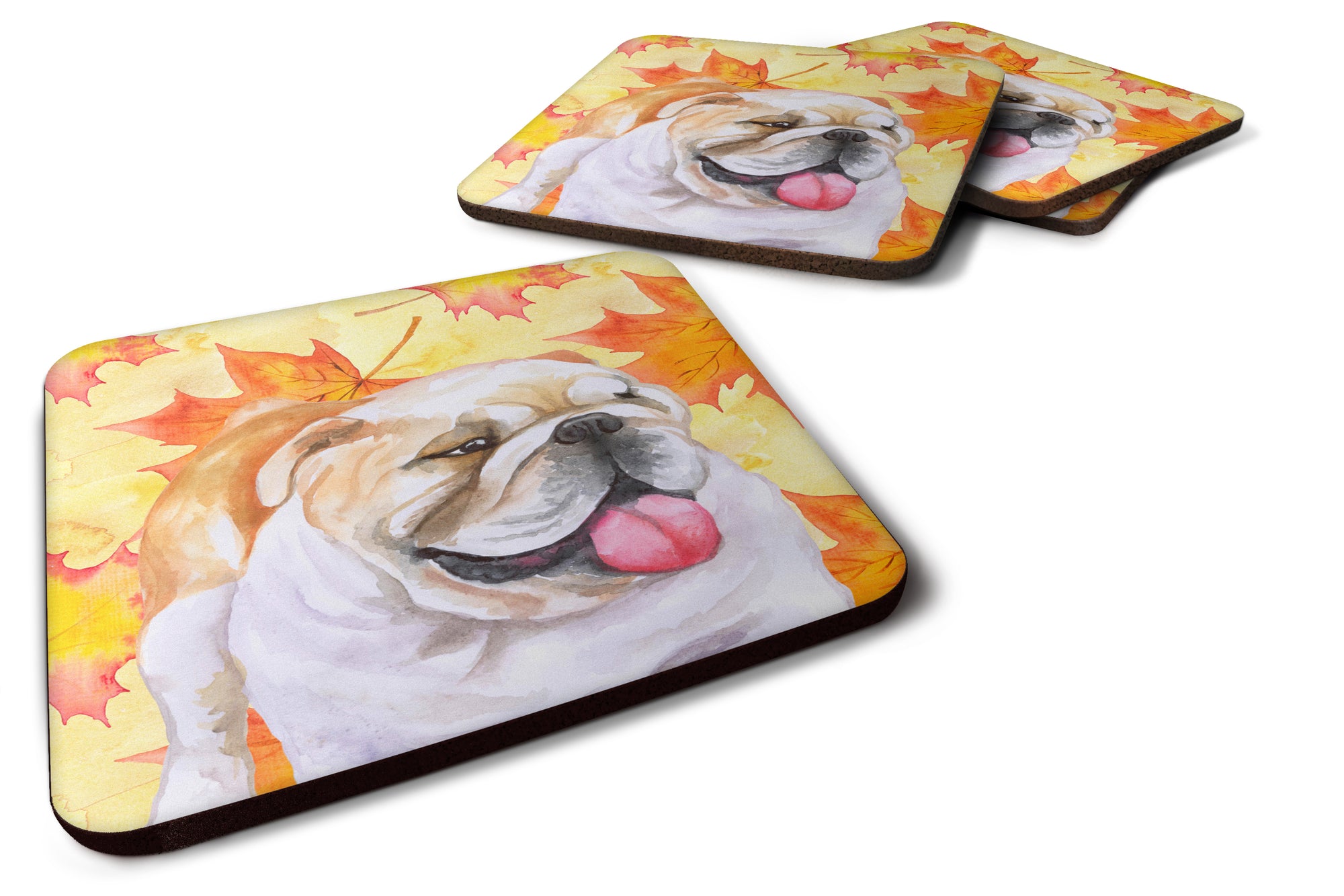 English Bulldog Fall Foam Coaster Set of 4 BB9900FC - the-store.com