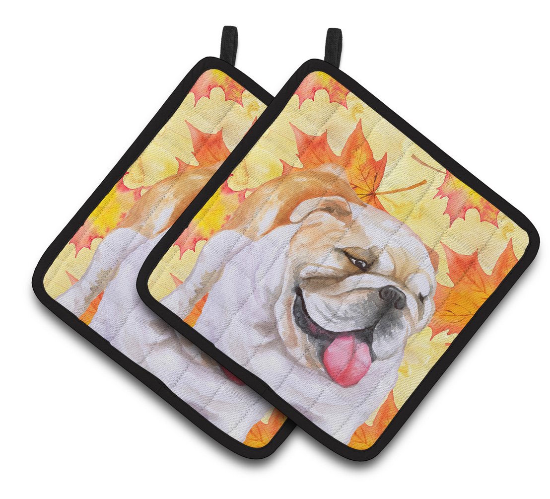 English Bulldog Fall Pair of Pot Holders BB9900PTHD by Caroline's Treasures