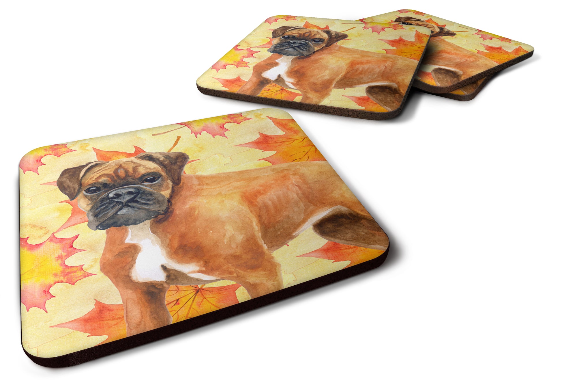 German Boxer Fall Foam Coaster Set of 4 BB9901FC - the-store.com