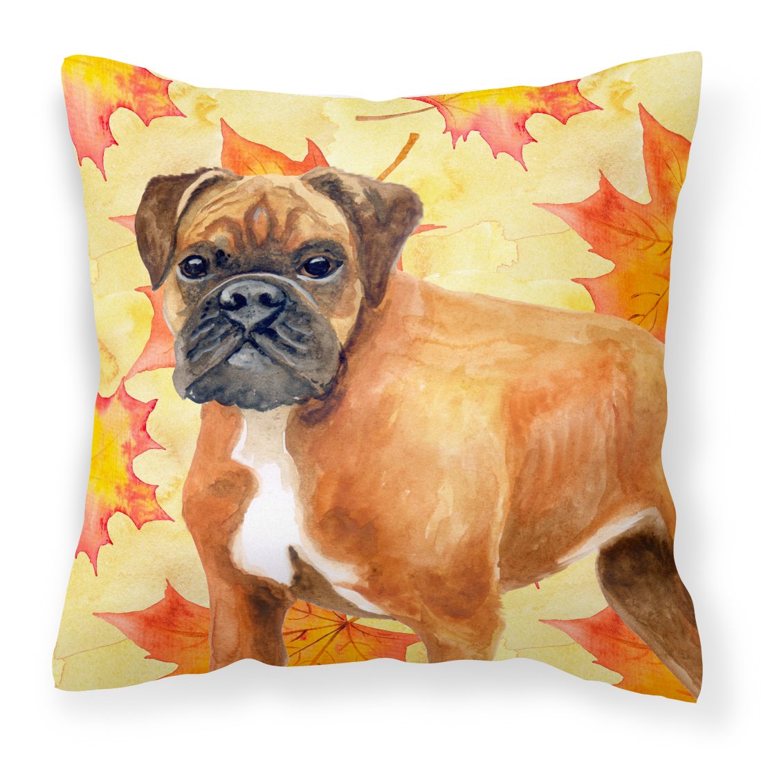 German Boxer Fall Fabric Decorative Pillow BB9901PW1818 by Caroline&#39;s Treasures