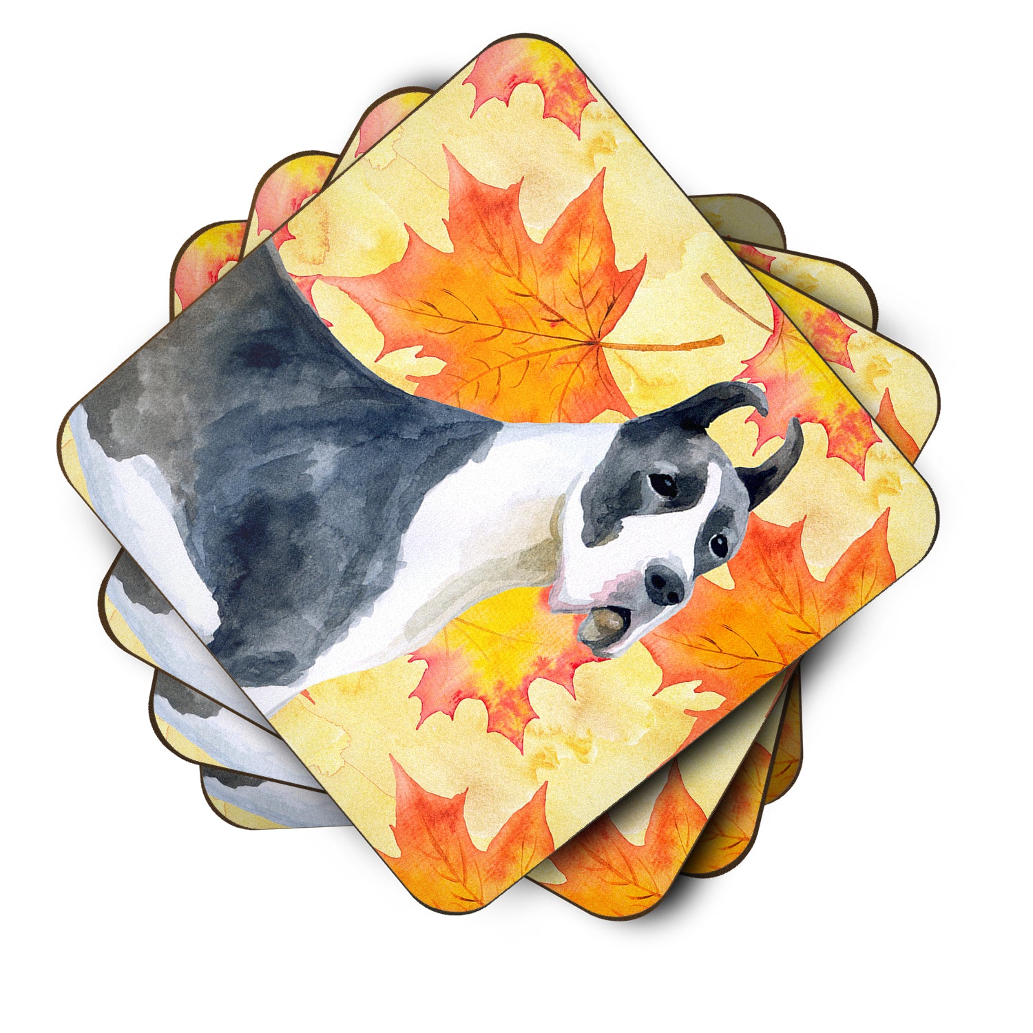 Harlequin Great Dane Fall Foam Coaster Set of 4 BB9904FC - the-store.com