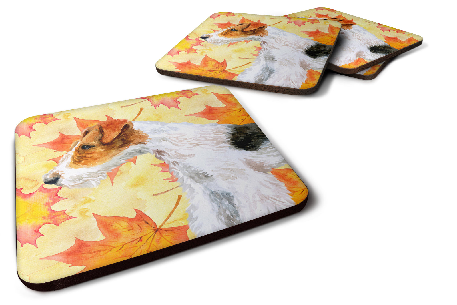 Fox Terrier Fall Foam Coaster Set of 4 BB9911FC - the-store.com