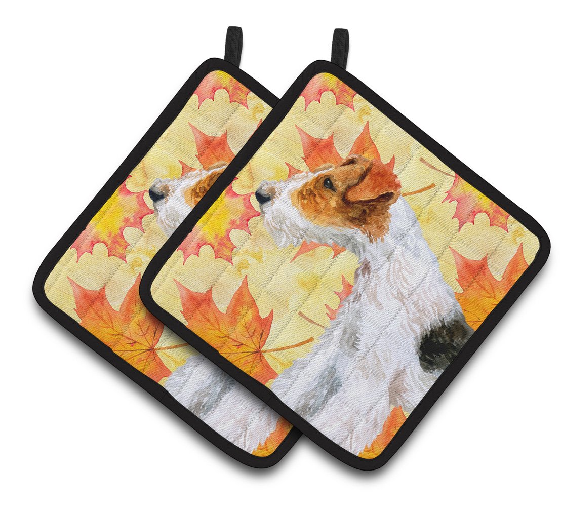 Fox Terrier Fall Pair of Pot Holders BB9911PTHD by Caroline&#39;s Treasures