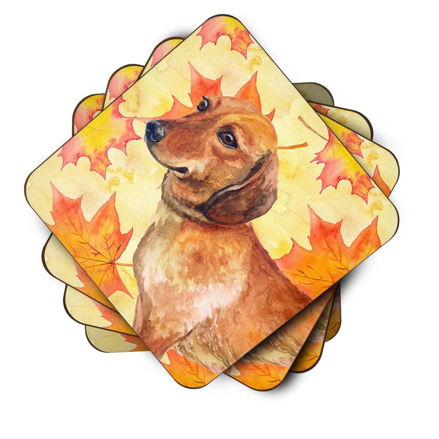 Dachshund Fall Foam Coaster Set of 4 BB9913FC - the-store.com