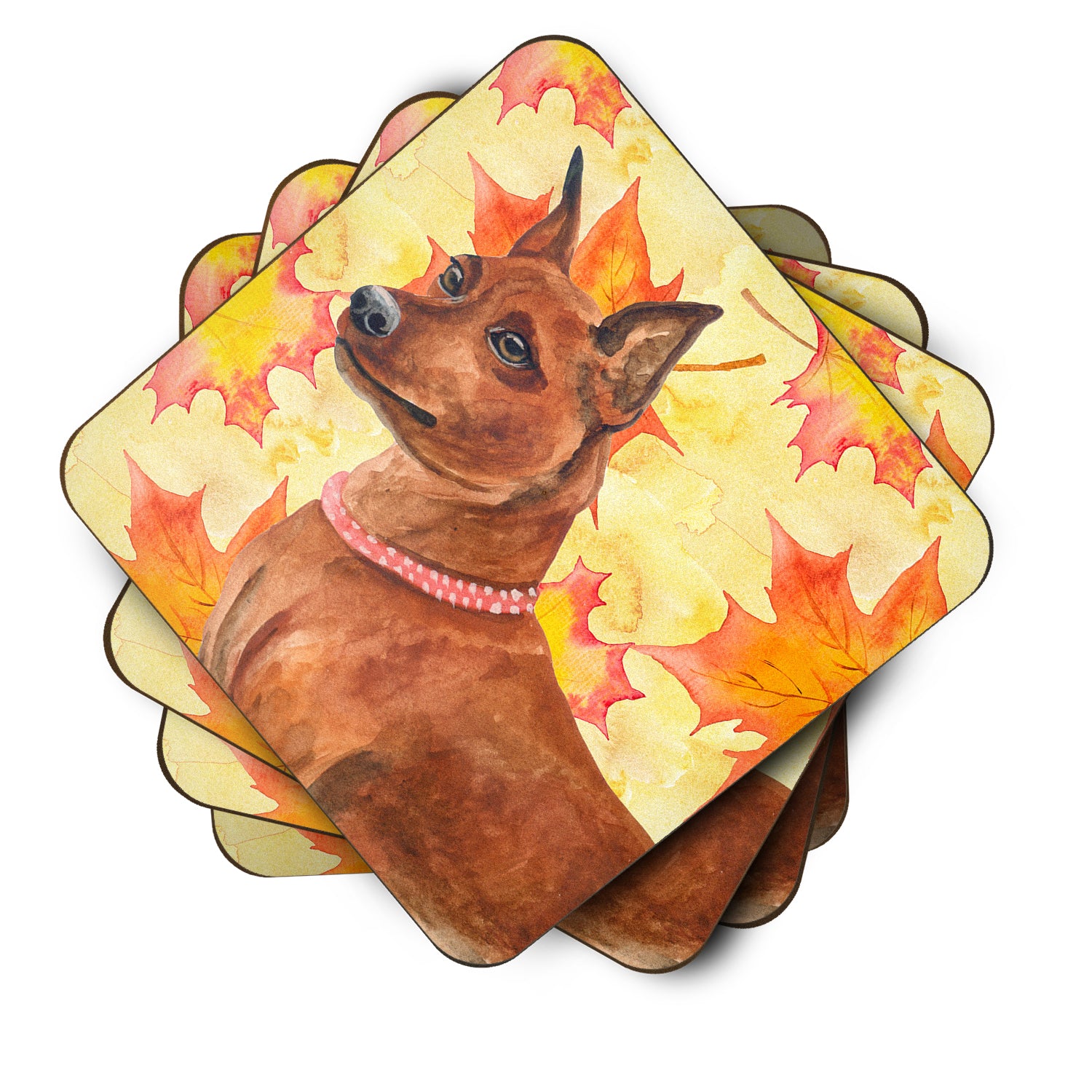 Miniature Pinscher Fall Foam Coaster Set of 4 BB9917FC - the-store.com