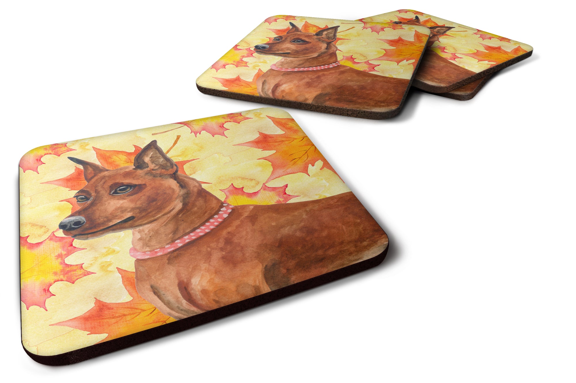 Miniature Pinscher Fall Foam Coaster Set of 4 BB9917FC - the-store.com