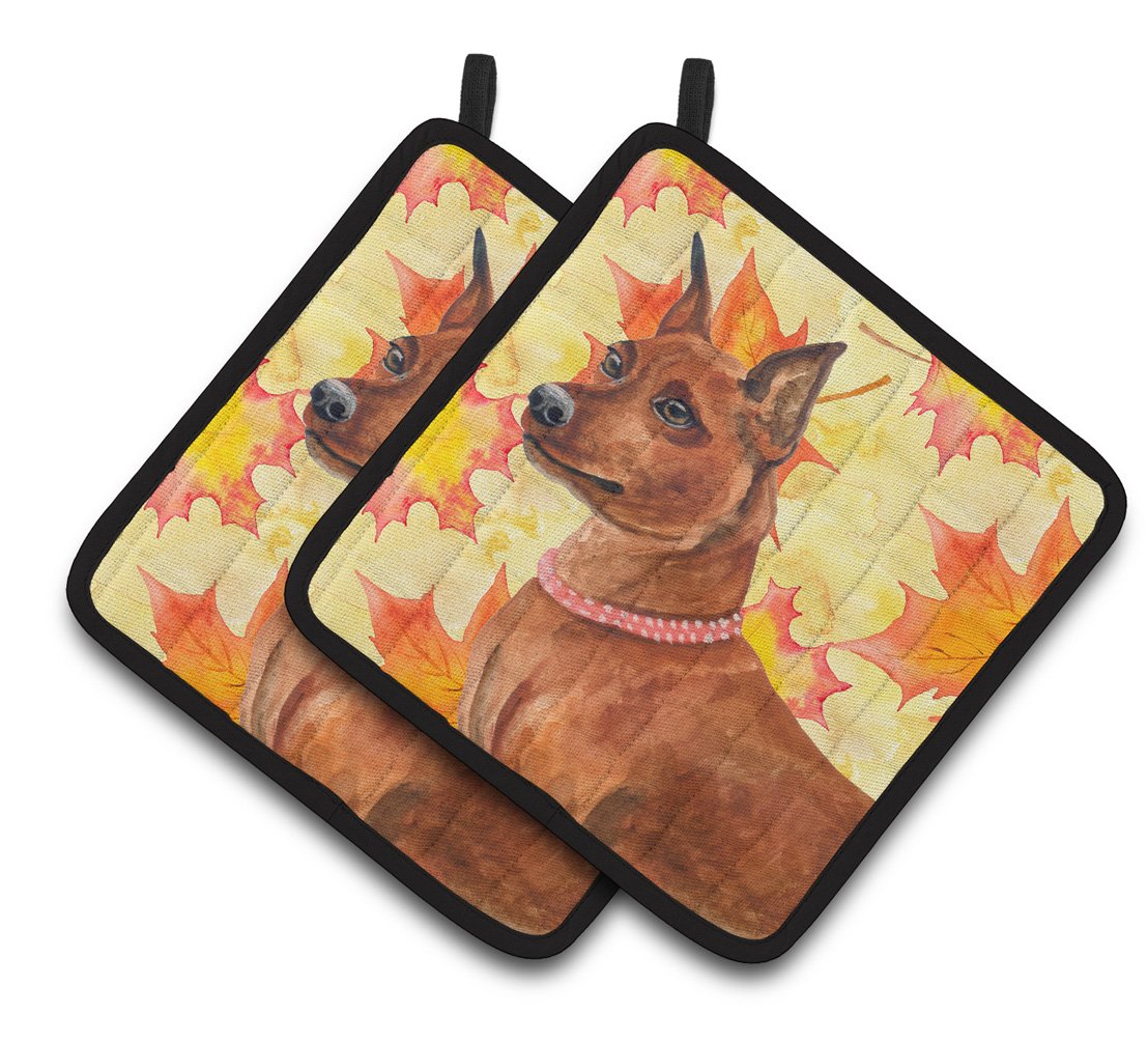 Miniature Pinscher Fall Pair of Pot Holders BB9917PTHD by Caroline's Treasures