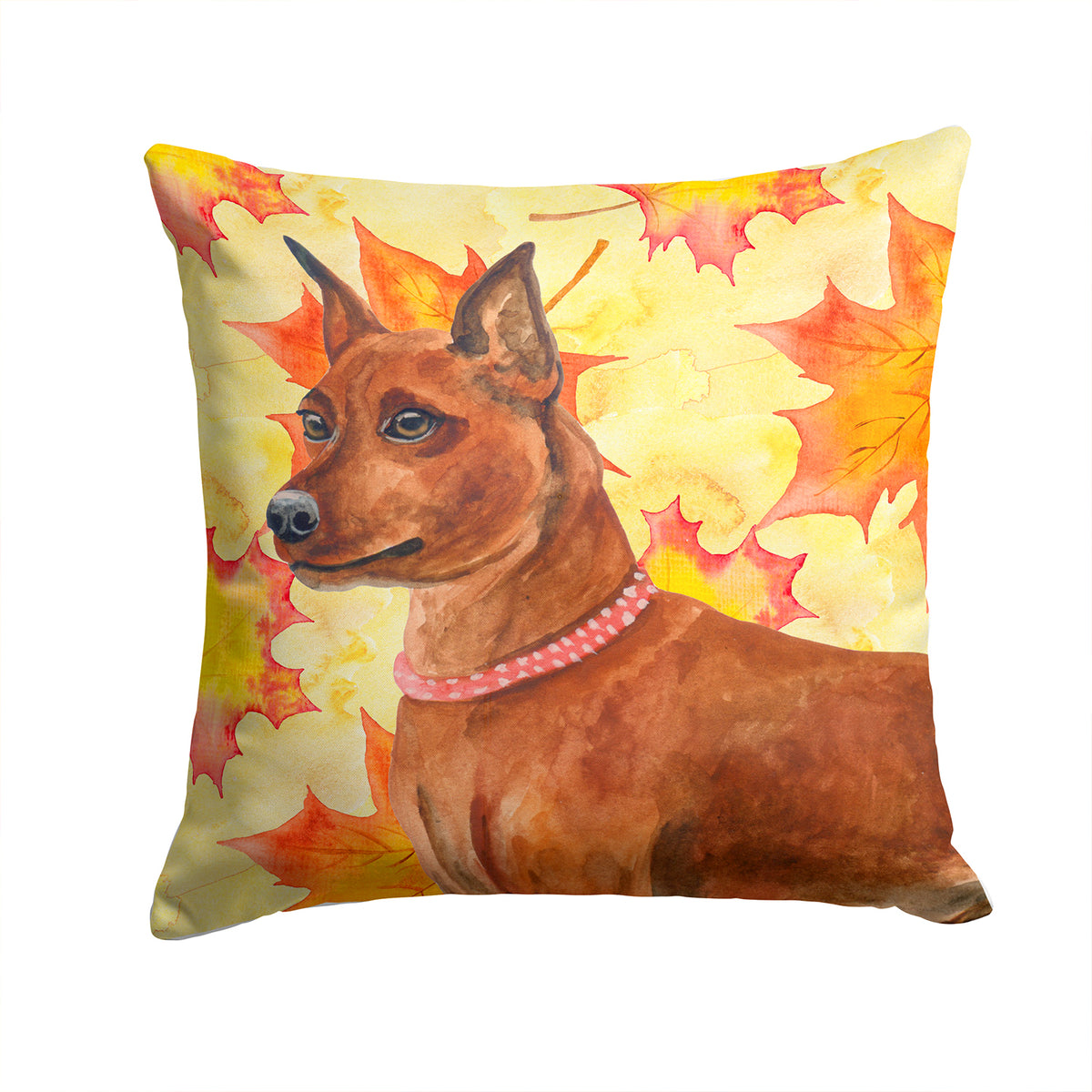 Miniature Pinscher Fall Fabric Decorative Pillow BB9917PW1414 - the-store.com