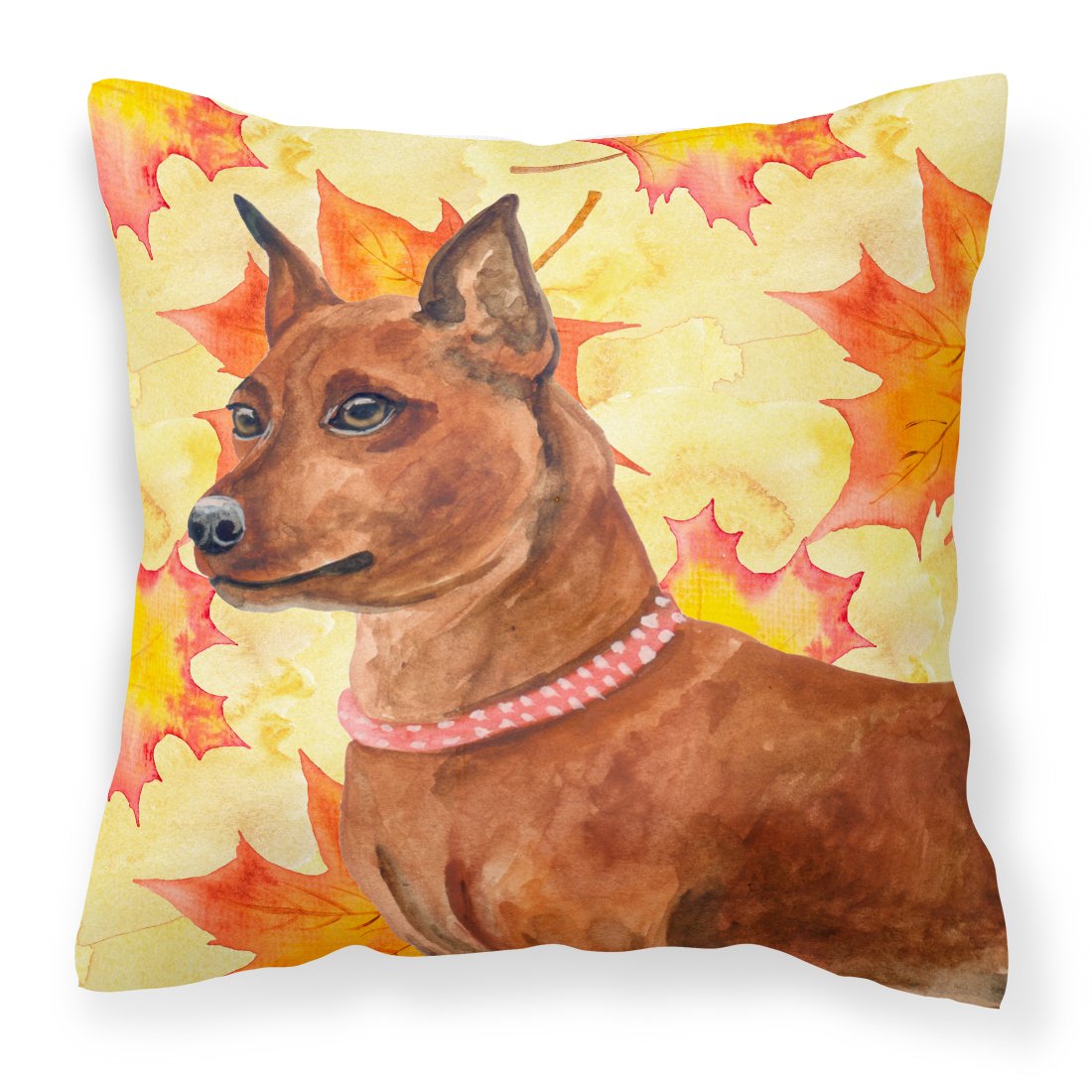 Miniature Pinscher Fall Fabric Decorative Pillow BB9917PW1818 by Caroline's Treasures