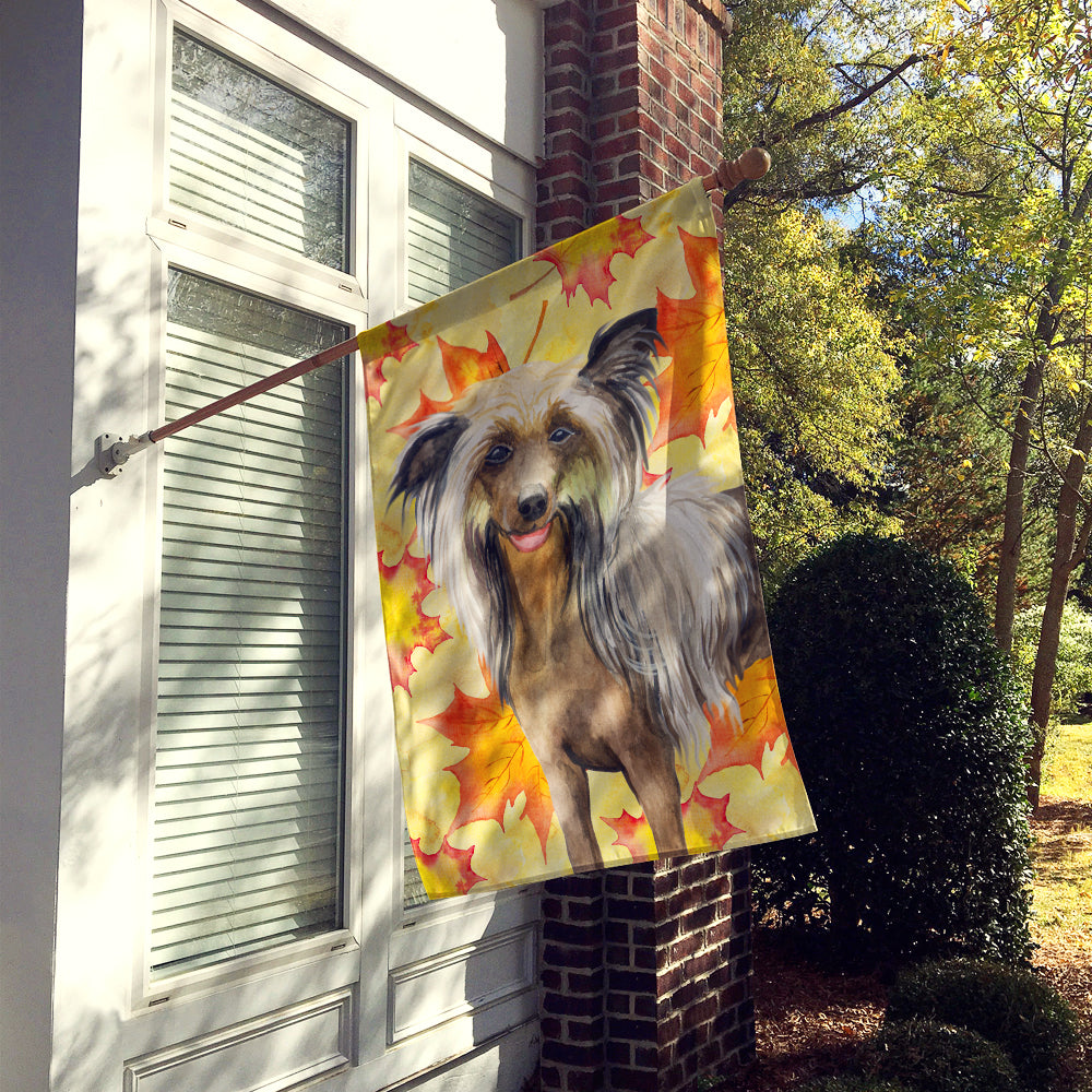 Chinese Crested Fall Flag Canvas House Size BB9920CHF  the-store.com.