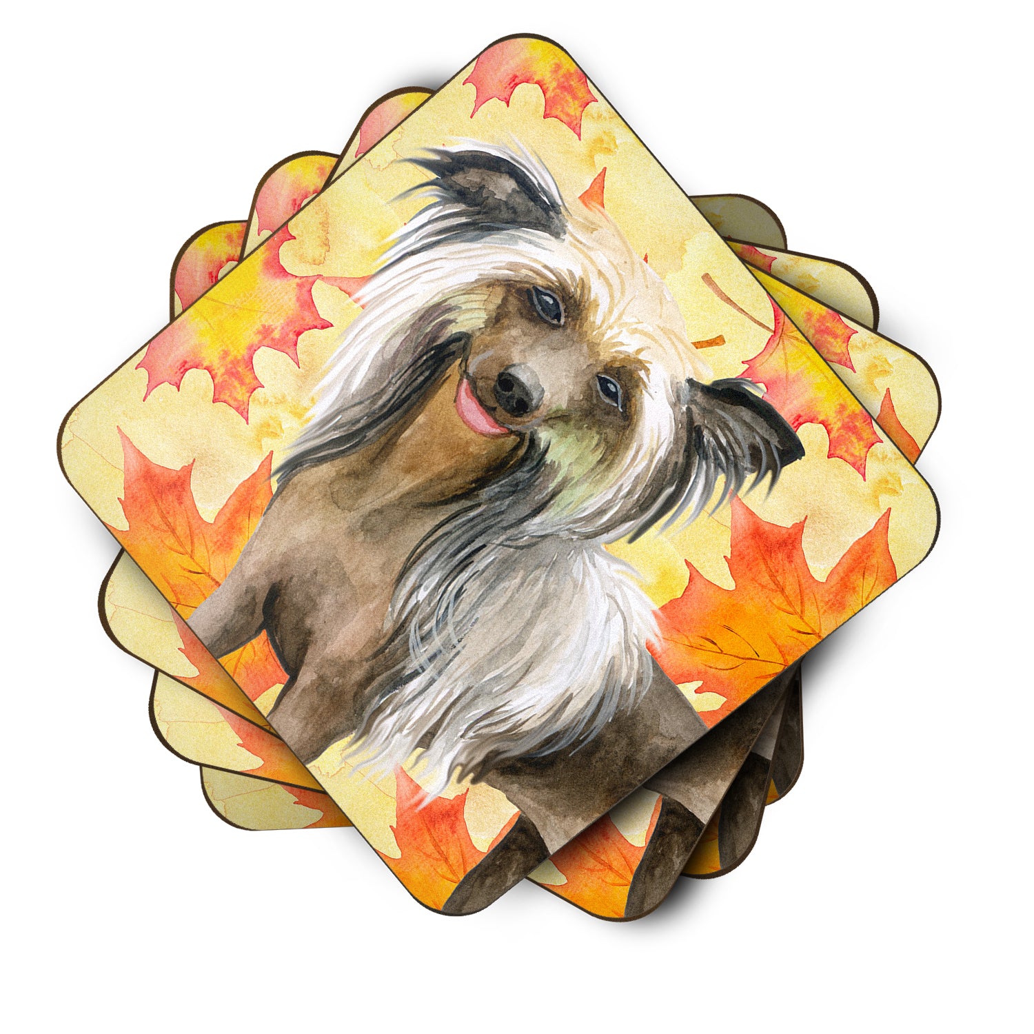 Chinese Crested Fall Foam Coaster Set of 4 BB9920FC - the-store.com