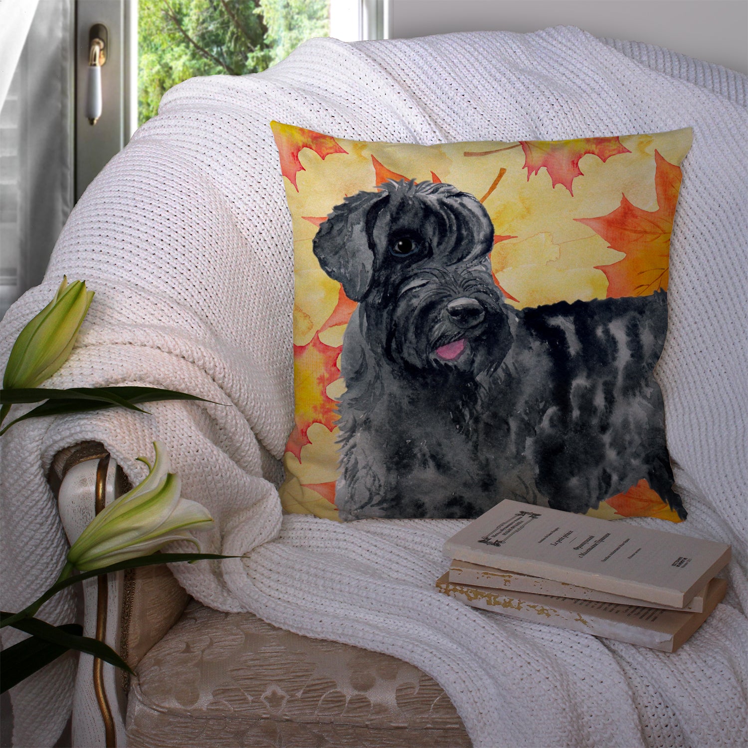 Giant Schnauzer Fall Fabric Decorative Pillow BB9921PW1414 - the-store.com