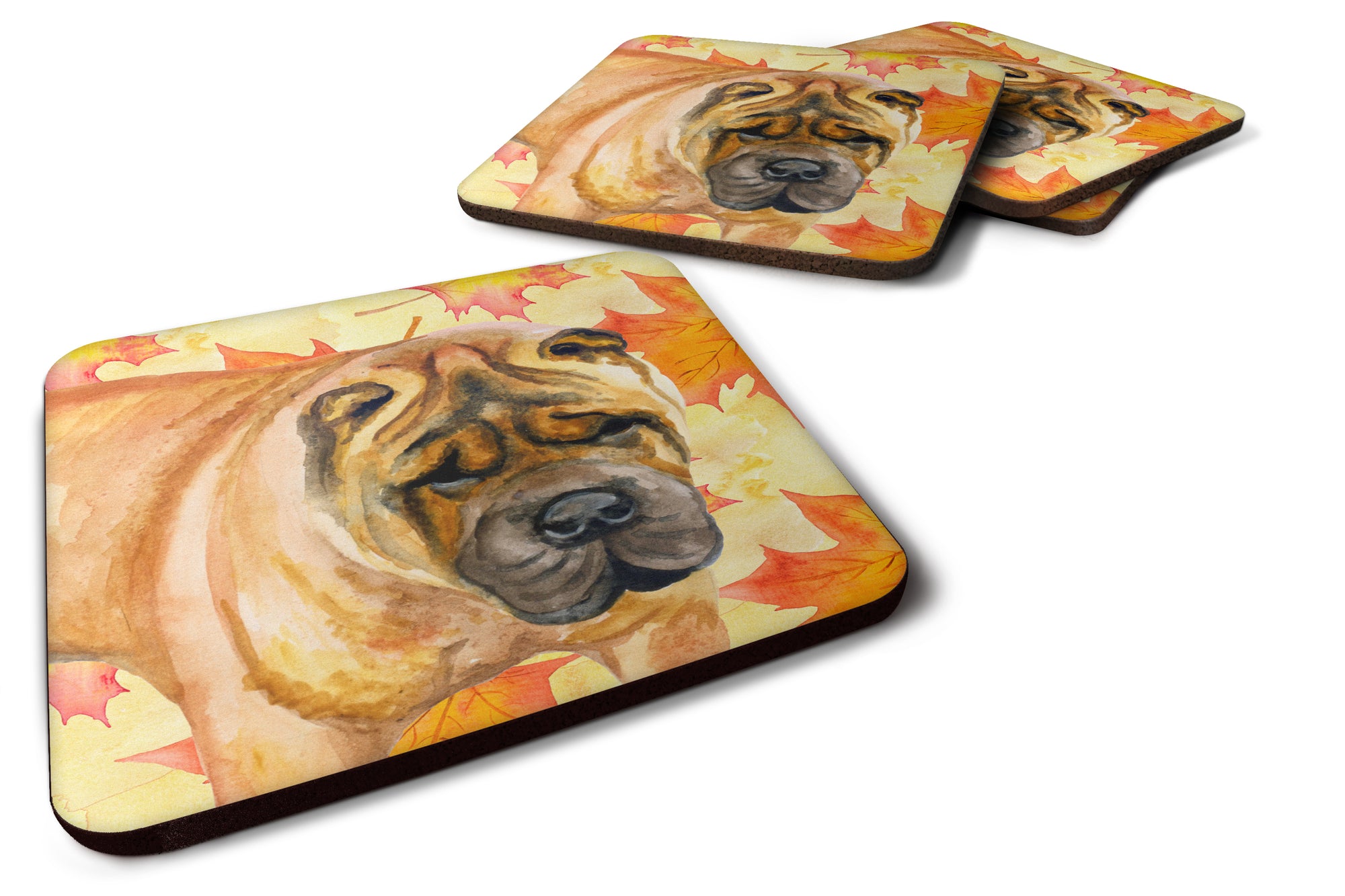 Shar Pei Fall Foam Coaster Set of 4 BB9922FC - the-store.com