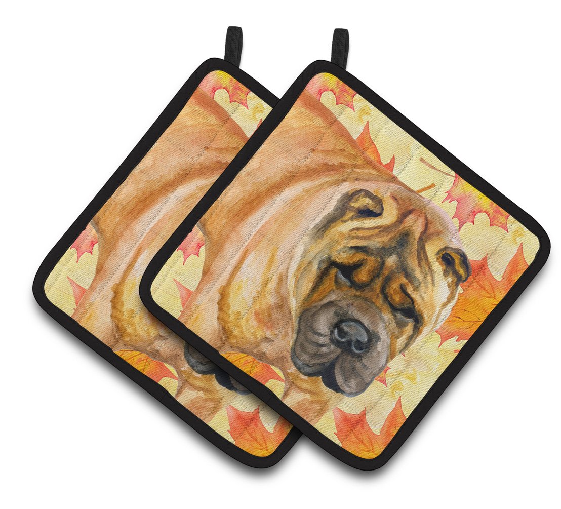 Shar Pei Fall Pair of Pot Holders BB9922PTHD by Caroline's Treasures