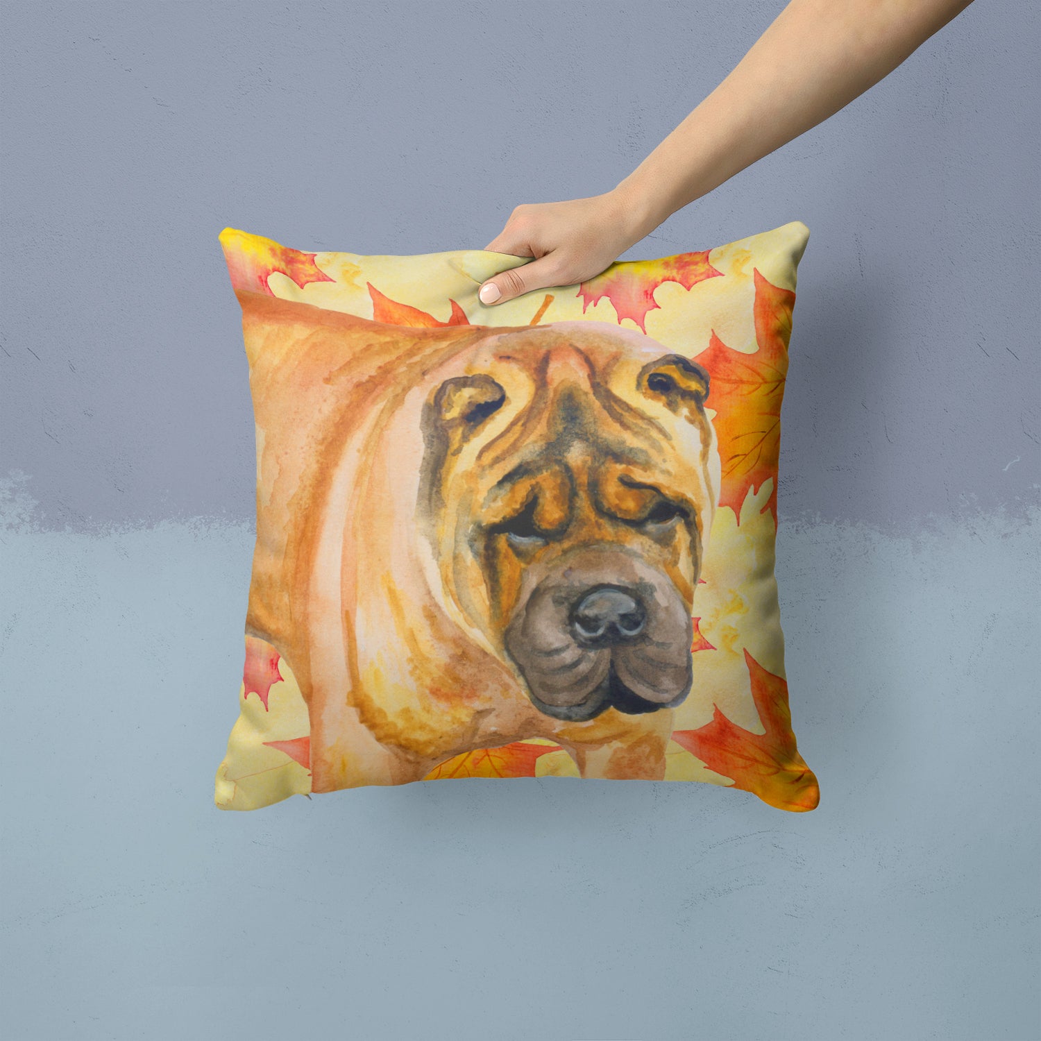 Shar Pei Fall Fabric Decorative Pillow BB9922PW1414 - the-store.com