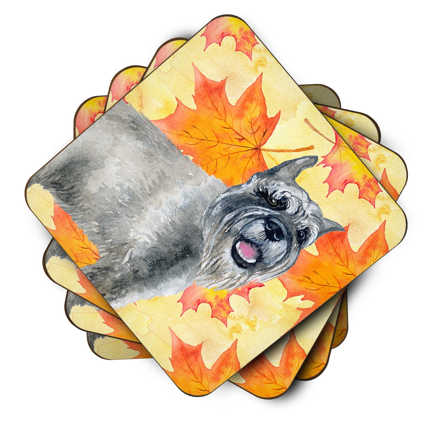 Schnauzer Fall Foam Coaster Set of 4 BB9923FC - the-store.com