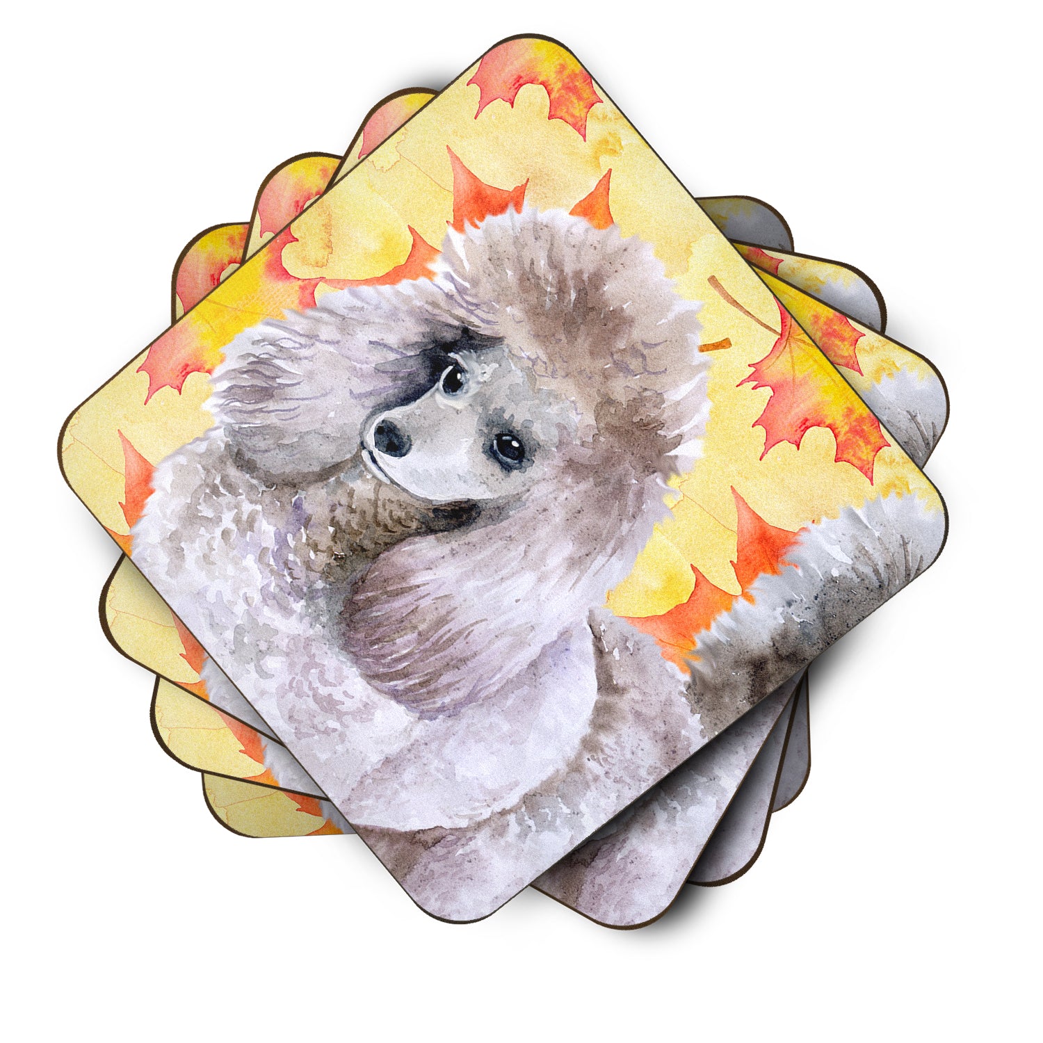 Poodle Fall Foam Coaster Set of 4 BB9926FC - the-store.com