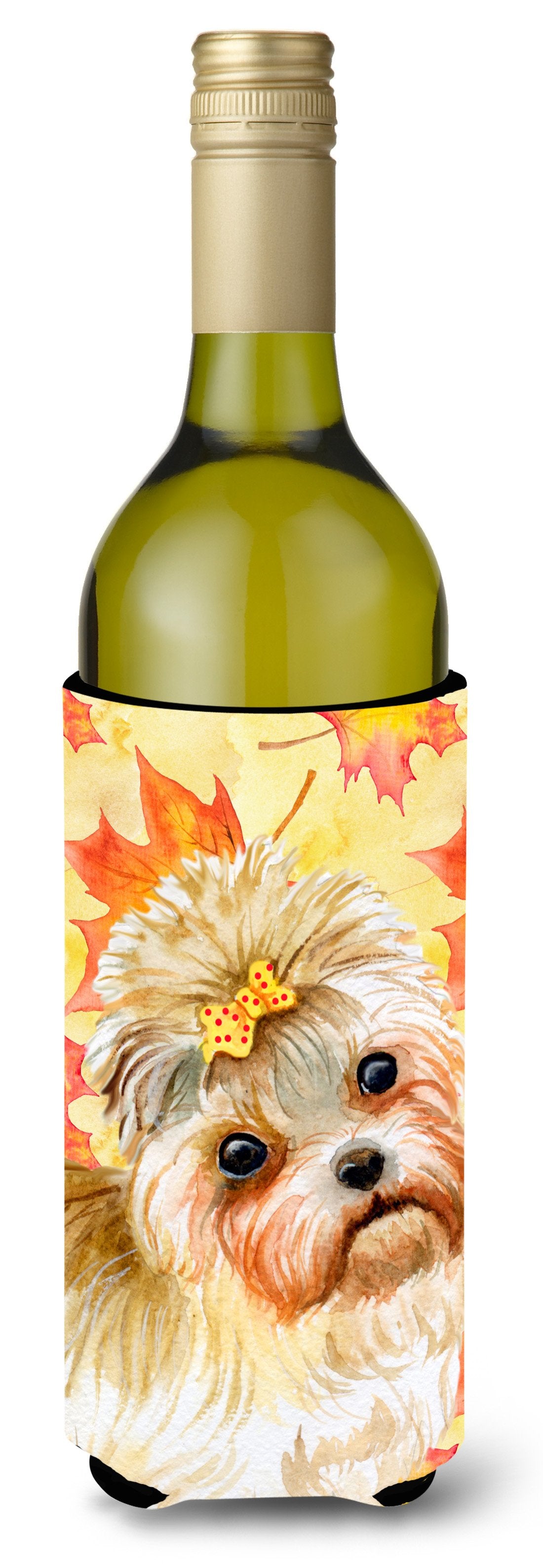 Morkie Fall Wine Bottle Beverge Insulator Hugger by Caroline's Treasures