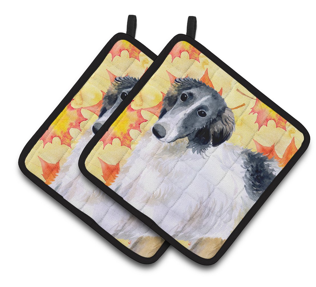 Borzoi Fall Pair of Pot Holders BB9933PTHD by Caroline&#39;s Treasures