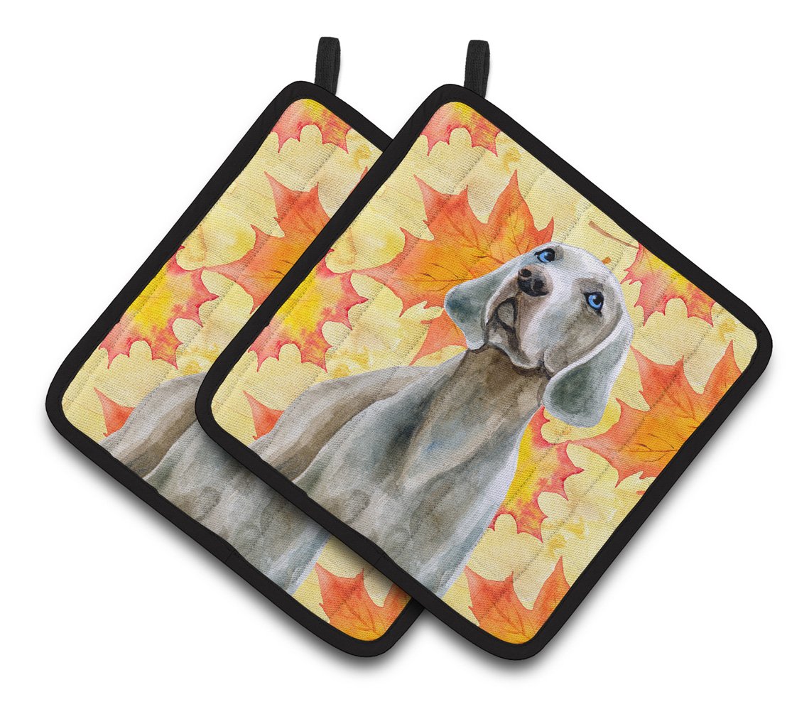 Weimaraner Fall Pair of Pot Holders BB9935PTHD by Caroline&#39;s Treasures