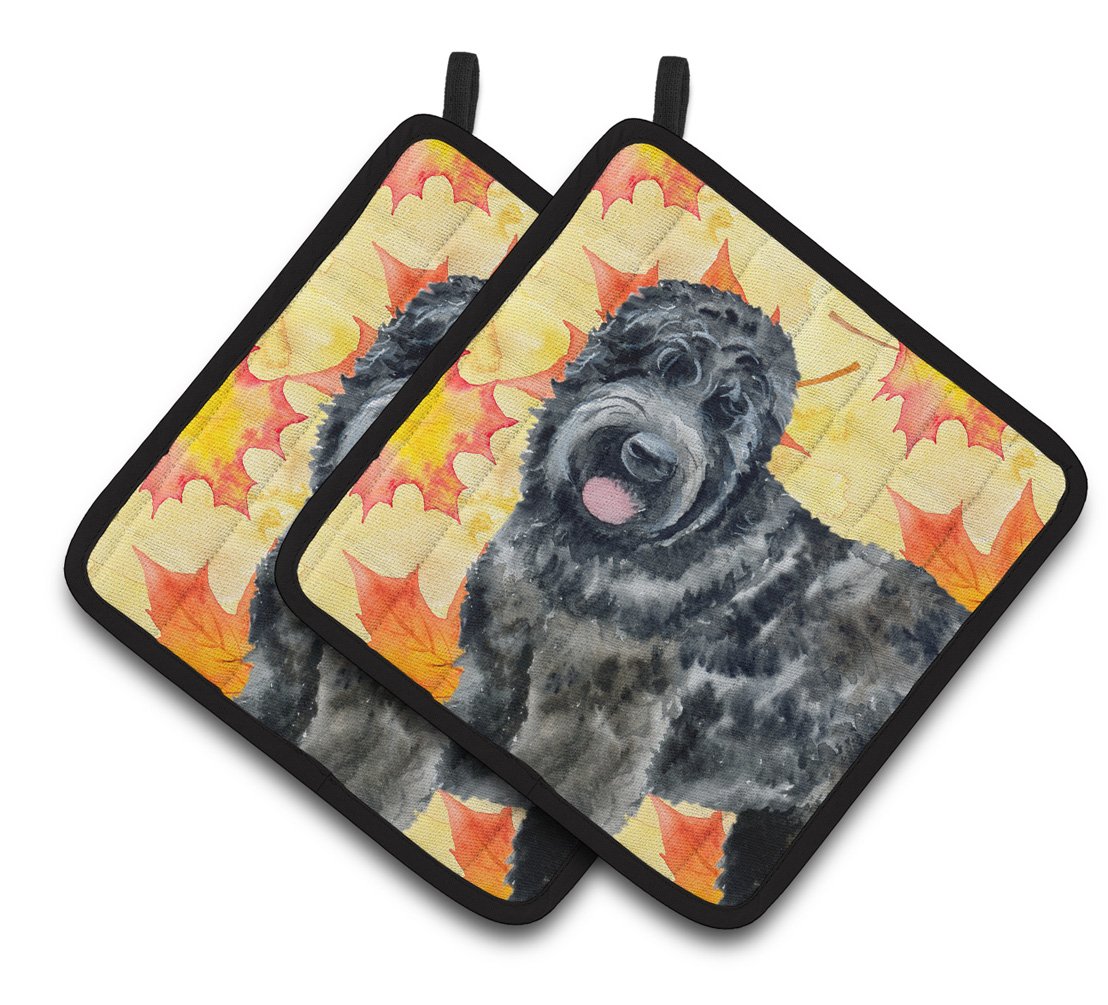 Black Russian Terrier Fall Pair of Pot Holders BB9938PTHD by Caroline&#39;s Treasures