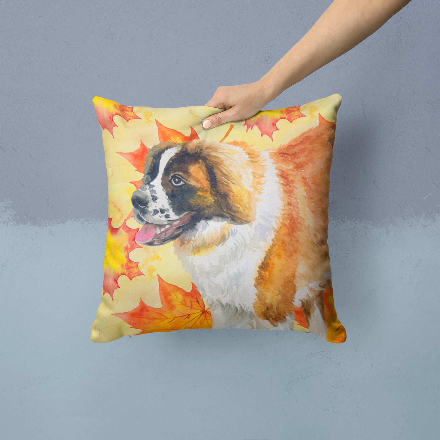 Saint Bernard Fall Fabric Decorative Pillow BB9940PW1414 - the-store.com