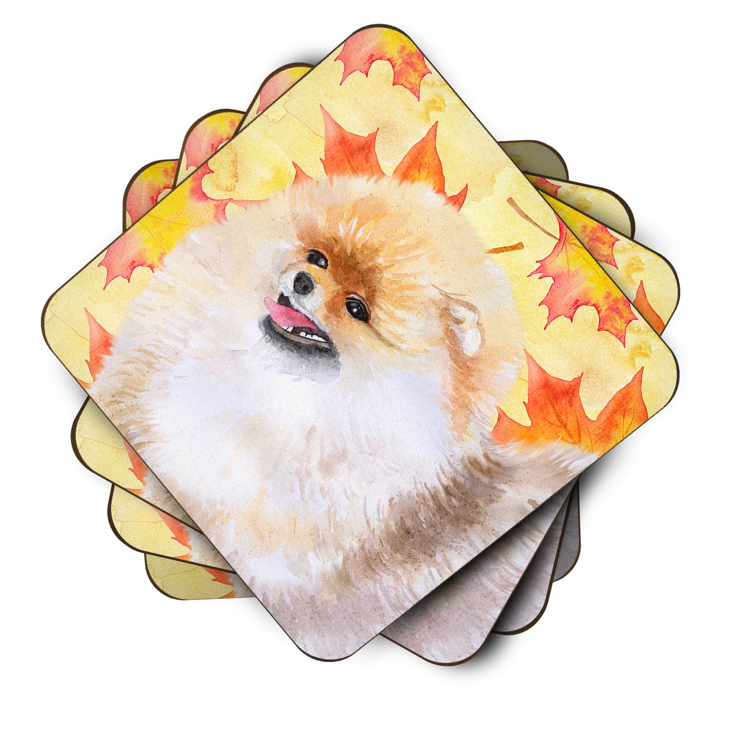 Pomeranian Fall Foam Coaster Set of 4 BB9943FC - the-store.com