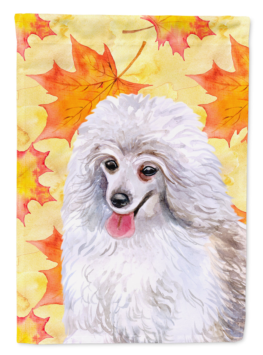 Medium White Poodle Fall Flag Canvas House Size BB9944CHF  the-store.com.