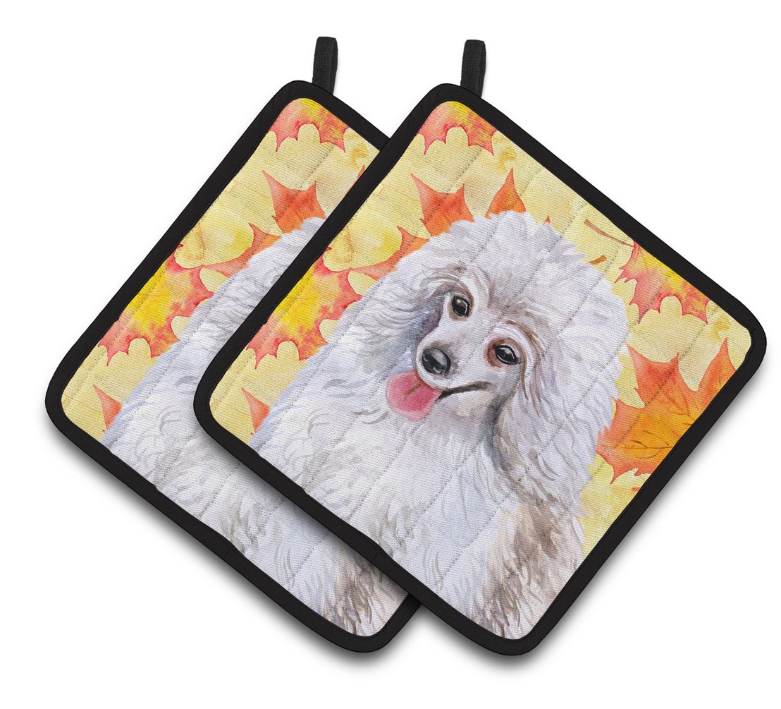 Medium White Poodle Fall Pair of Pot Holders BB9944PTHD by Caroline's Treasures