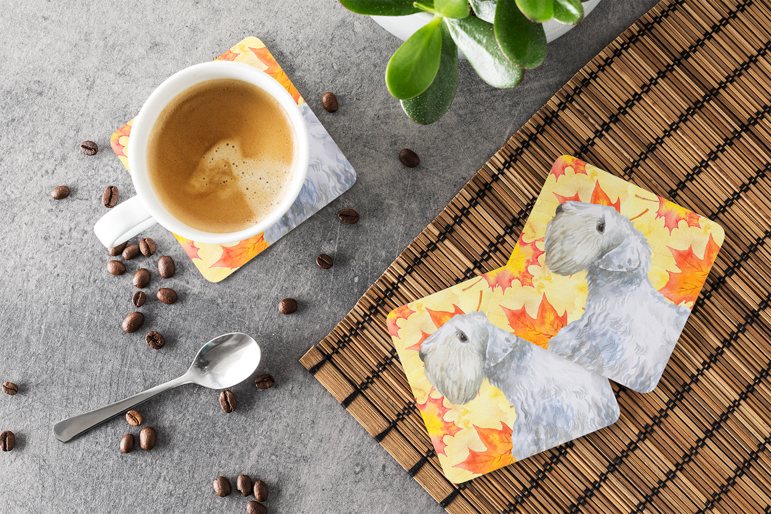 Set of 4 Sealyham Terrier Fall Foam Coasters Set of 4 - the-store.com