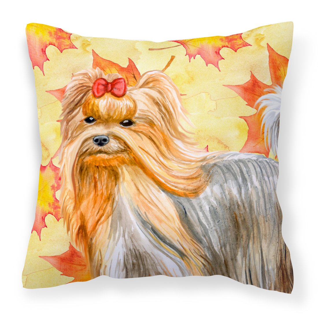 Yorkshire Terrier Fall Fabric Decorative Pillow by Caroline's Treasures