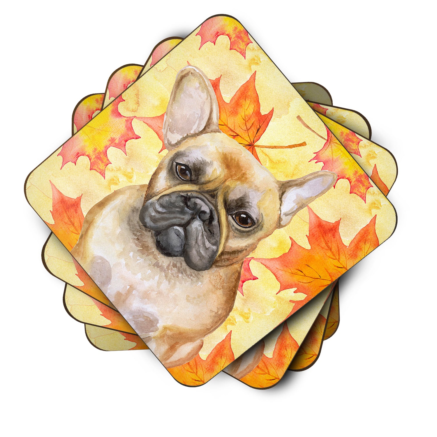 French Bulldog Fall Foam Coaster Set of 4 BB9949FC - the-store.com