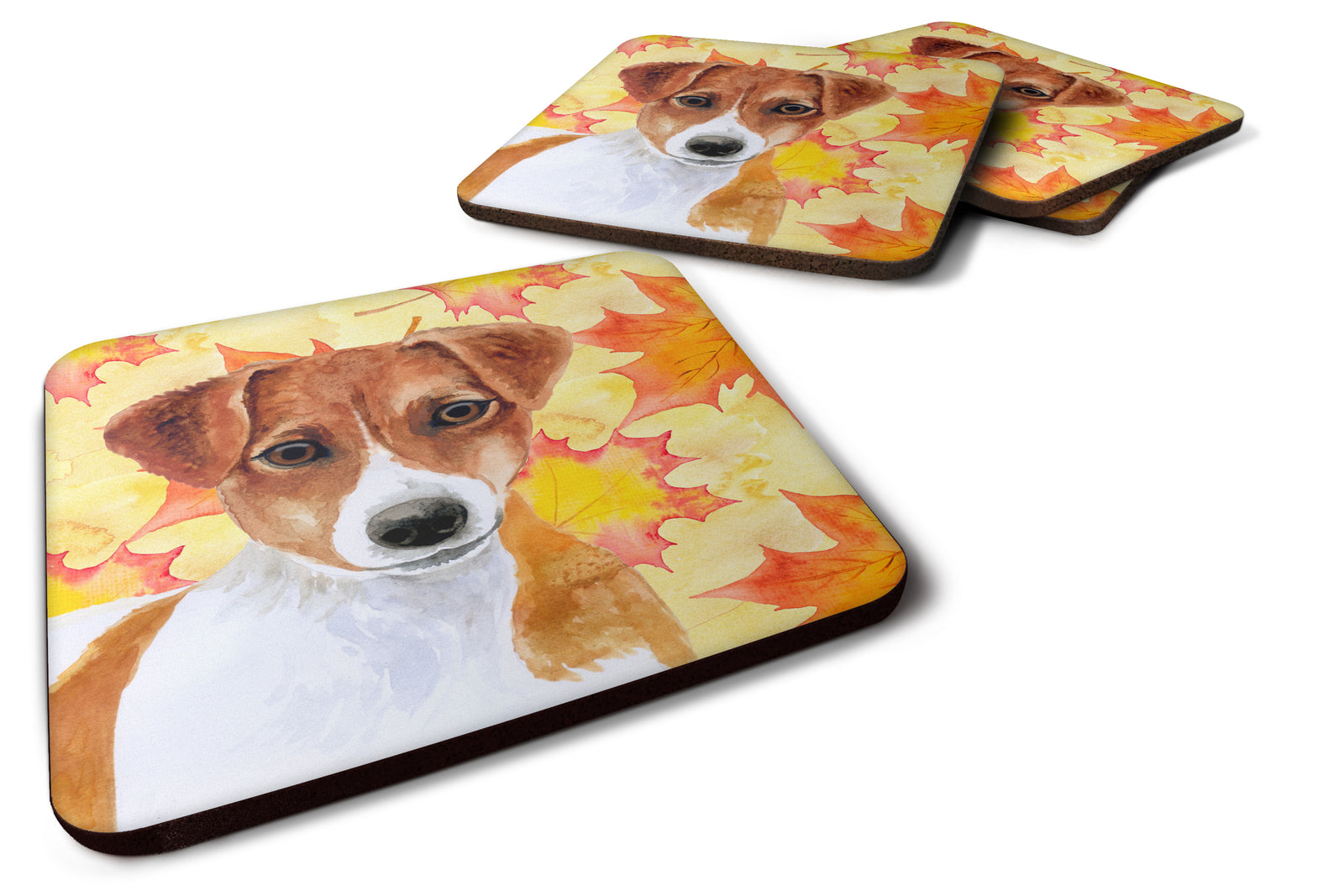 Set of 4 Jack Russell Terrier Fall Foam Coasters Set of 4 - the-store.com