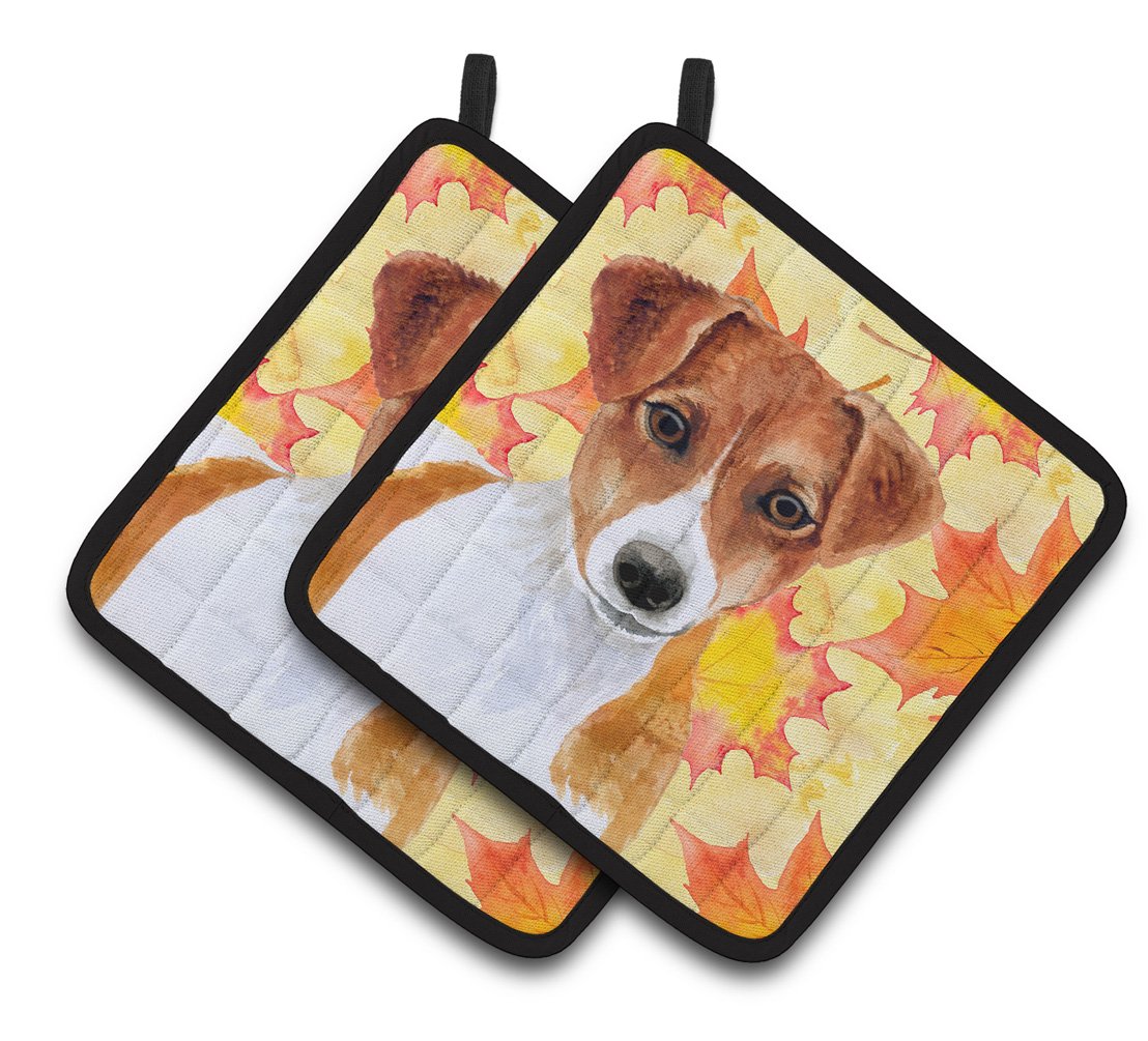 Jack Russell Terrier Fall Pair of Pot Holders BB9950PTHD by Caroline&#39;s Treasures