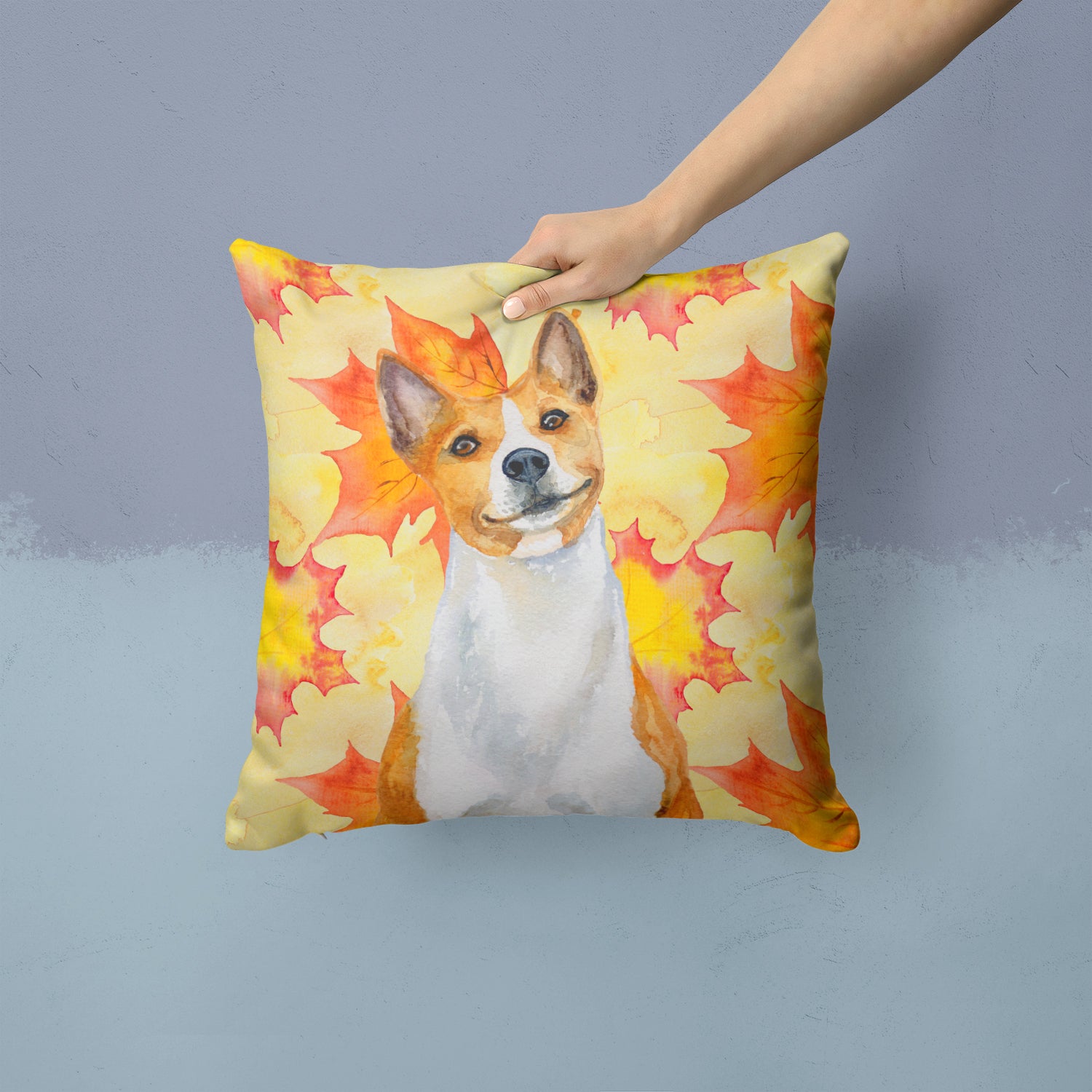 Basenji Fall Fabric Decorative Pillow BB9953PW1414 - the-store.com