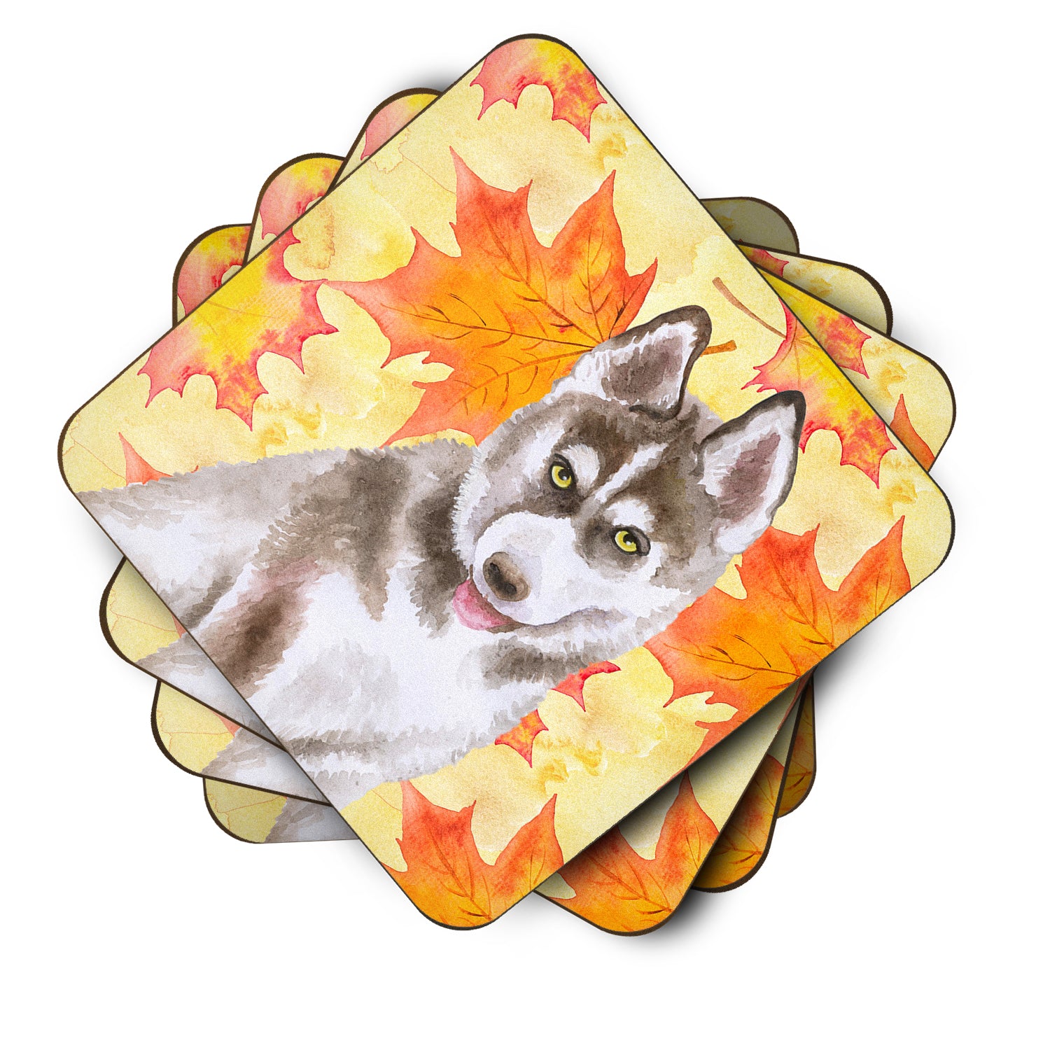 Siberian Husky Grey Fall Foam Coaster Set of 4 BB9957FC - the-store.com