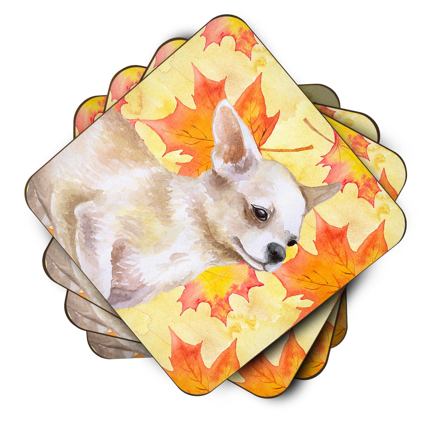 Chihuahua Leg up Fall Foam Coaster Set of 4 BB9958FC - the-store.com