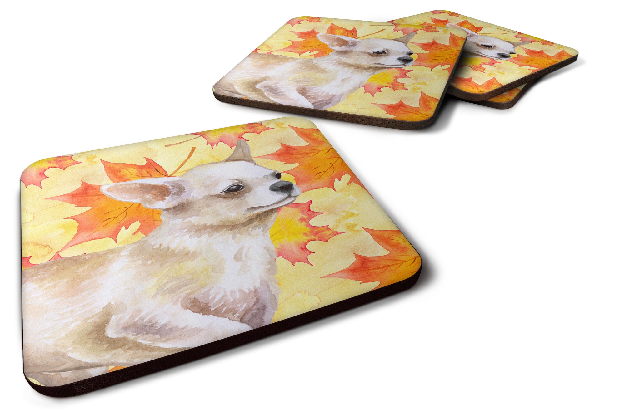 Chihuahua Leg up Fall Foam Coaster Set of 4 BB9958FC - the-store.com