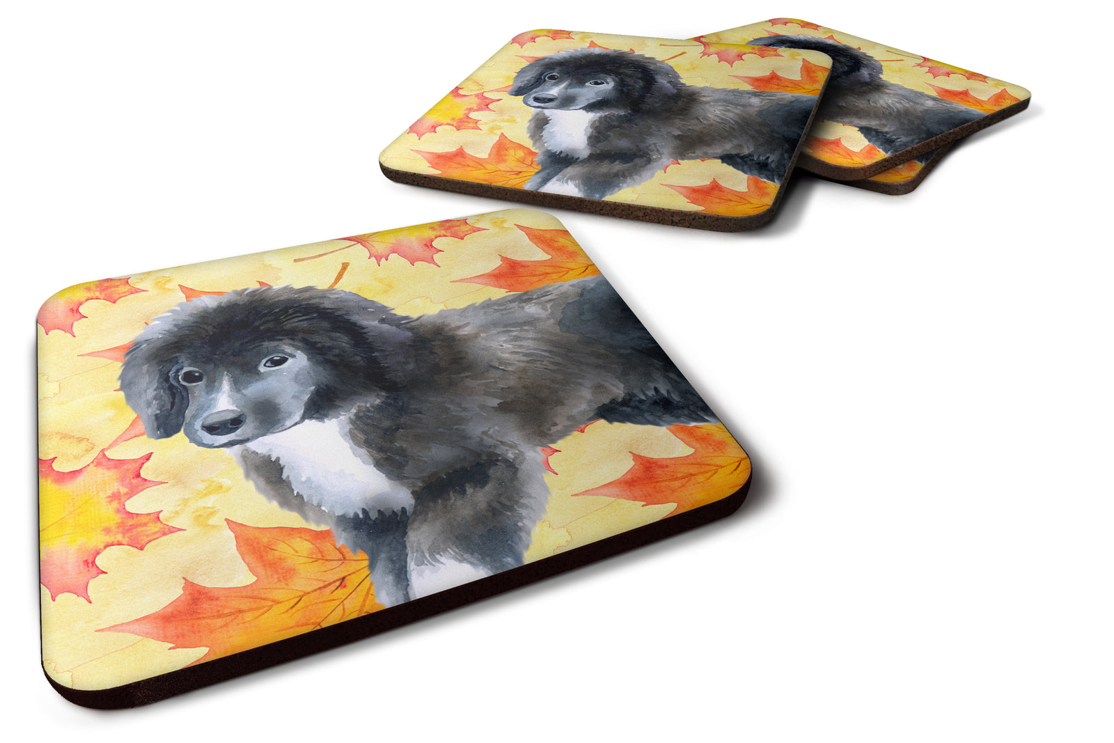 Newfoundland Puppy Fall Foam Coaster Set of 4 BB9960FC - the-store.com