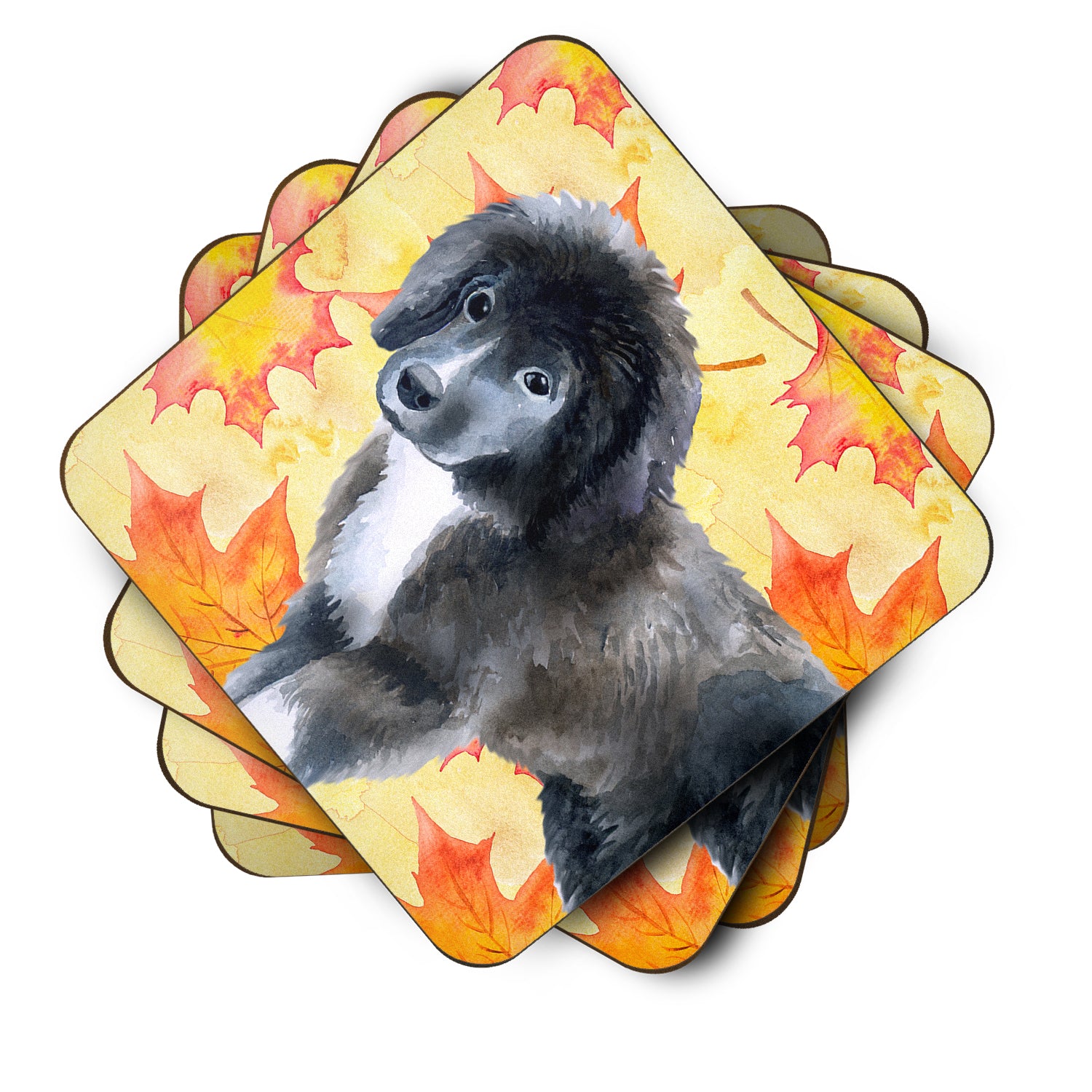 Newfoundland Puppy Fall Foam Coaster Set of 4 BB9960FC - the-store.com