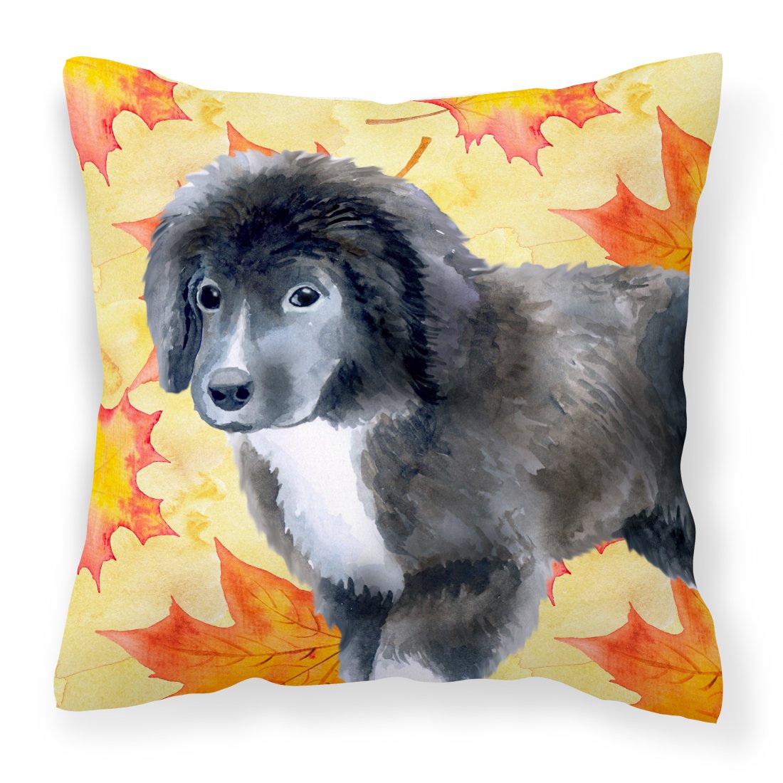 Newfoundland Puppy Fall Fabric Decorative Pillow BB9960PW1818 by Caroline's Treasures