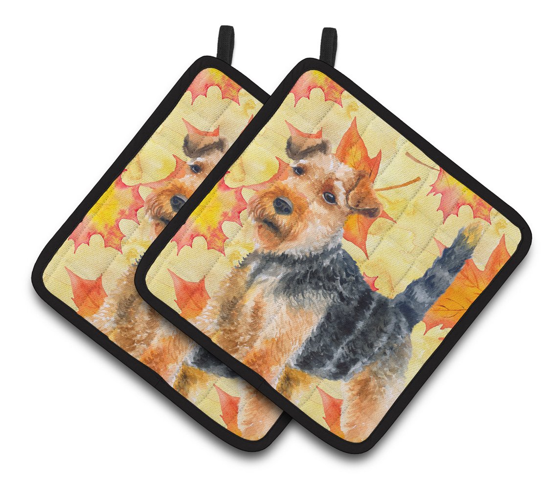 Welsh Terrier Fall Pair of Pot Holders BB9961PTHD by Caroline&#39;s Treasures