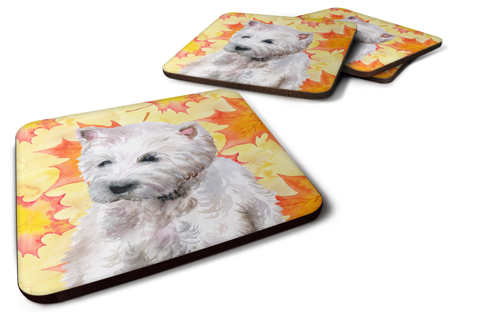 Westie Fall Foam Coaster Set of 4 BB9962FC - the-store.com