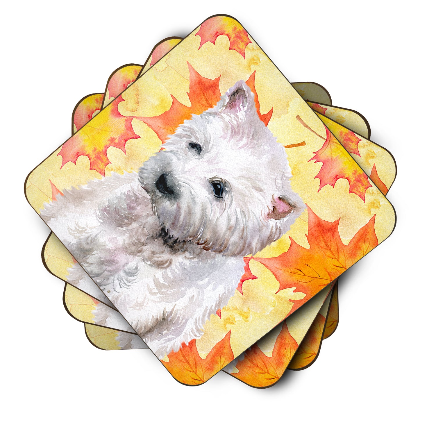 Westie Fall Foam Coaster Set of 4 BB9962FC - the-store.com