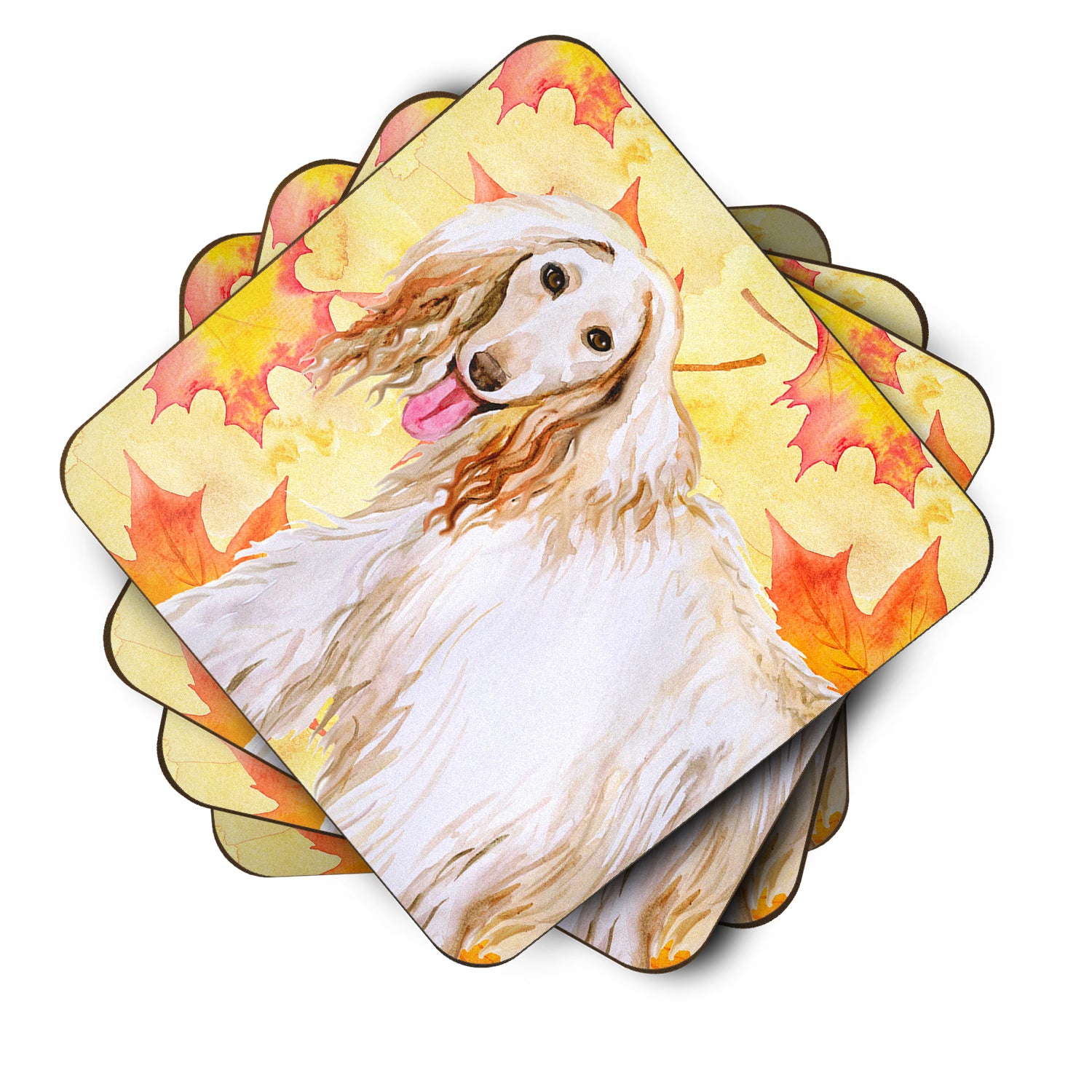 Afghan Hound Fall Foam Coaster Set of 4 BB9963FC - the-store.com