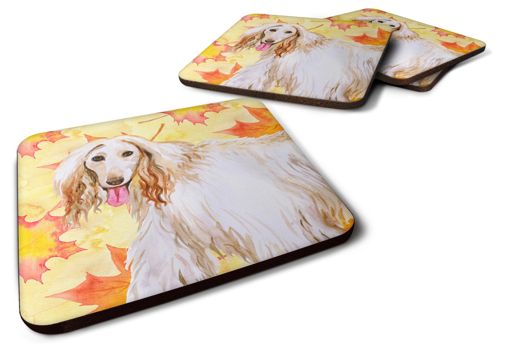 Afghan Hound Fall Foam Coaster Set of 4 BB9963FC - the-store.com