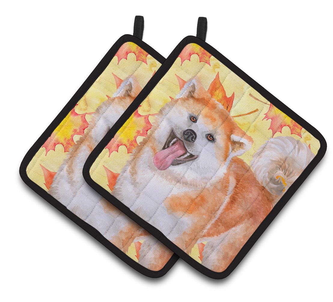 Akita Fall Pair of Pot Holders BB9964PTHD by Caroline&#39;s Treasures