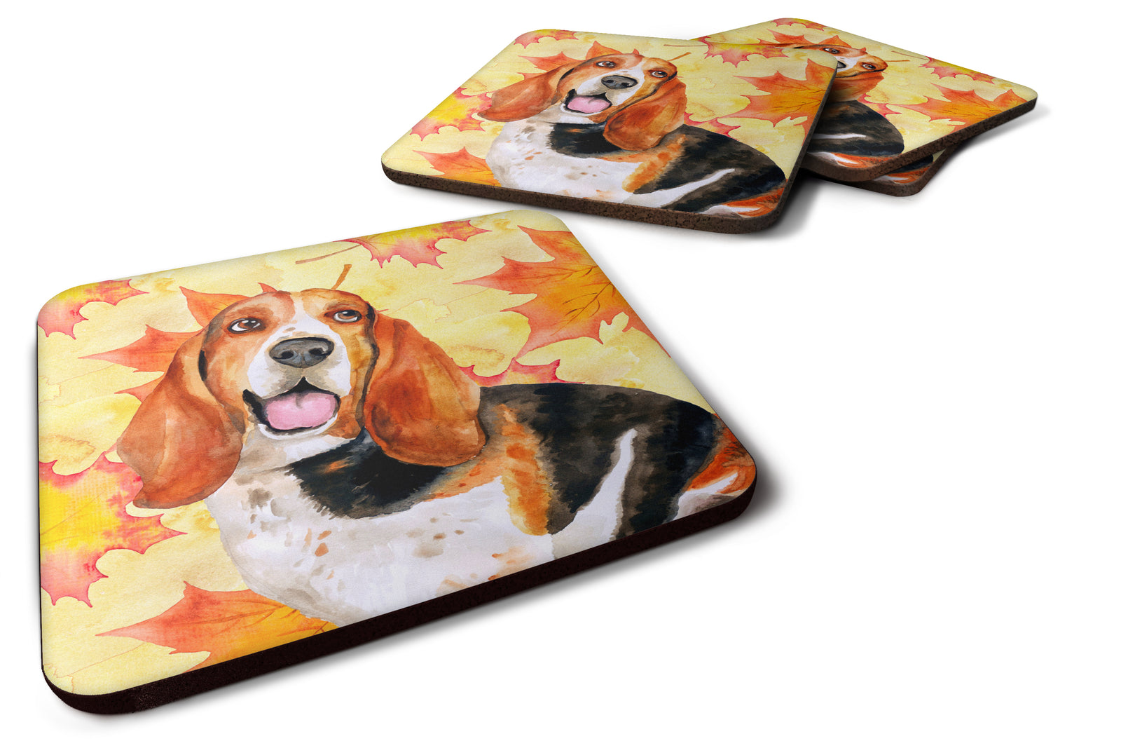 Basset Hound Fall Foam Coaster Set of 4 BB9965FC - the-store.com